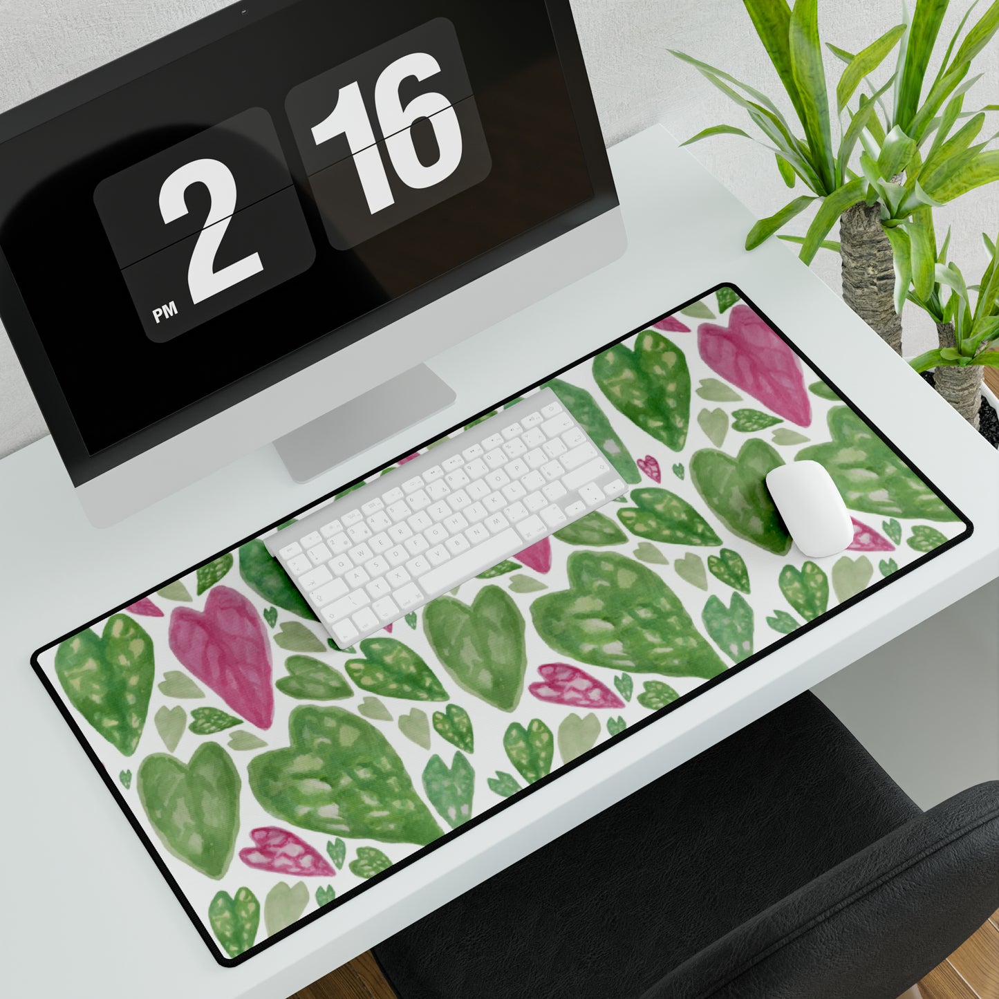Watercolour Alocasia Leaves Desk Mat