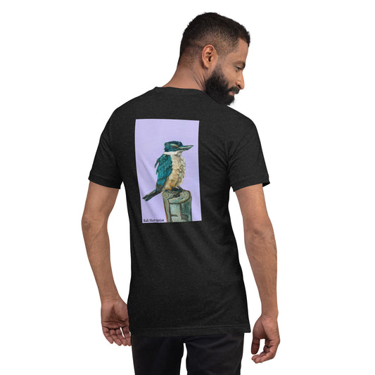 Sacred Kingfisher Unisex t-shirt (print on back - super comfy)