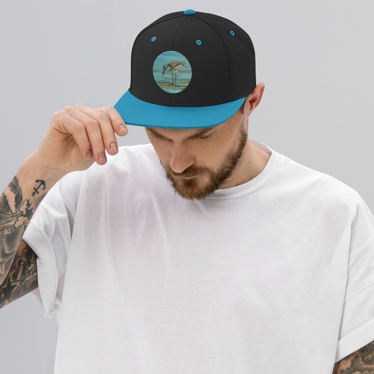 Snapback Hat with Beach Stone Curlew