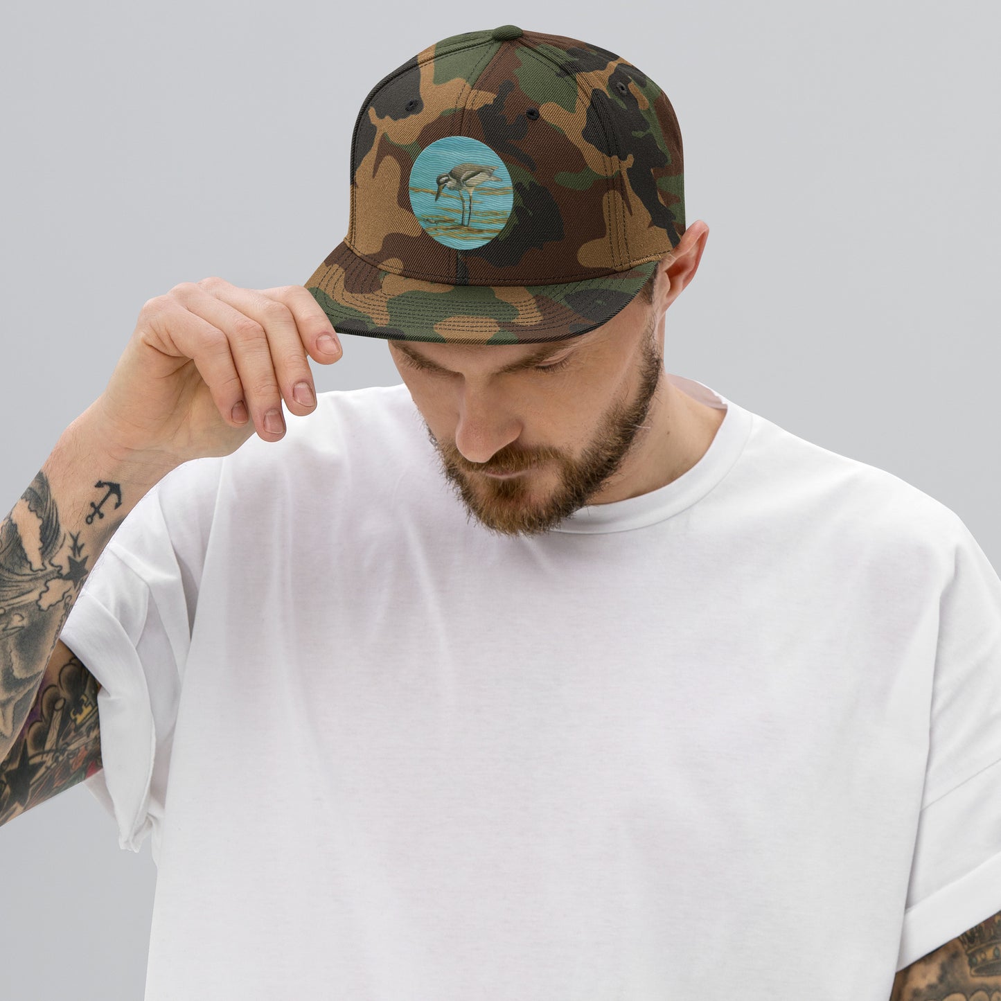 Snapback Hat with Beach Stone Curlew