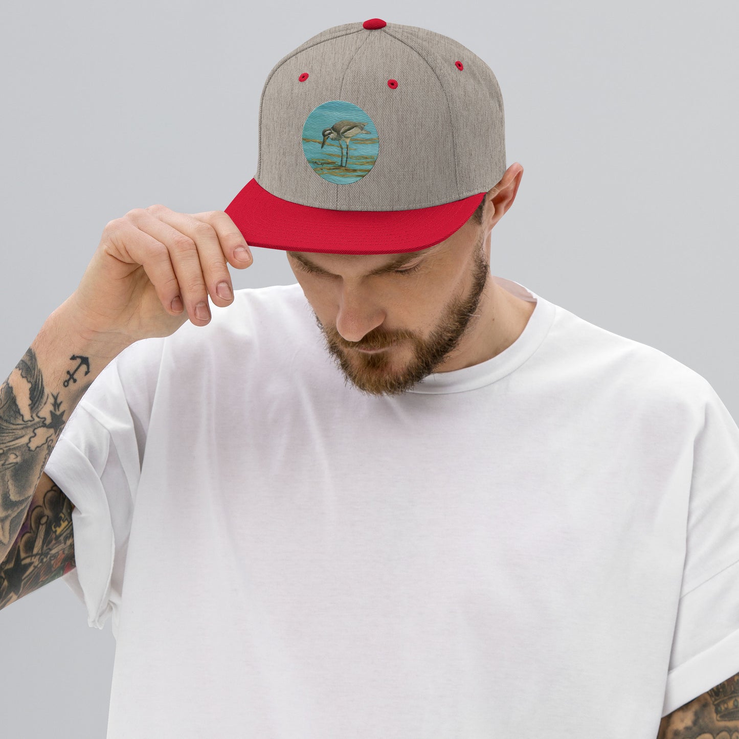 Snapback Hat with Beach Stone Curlew