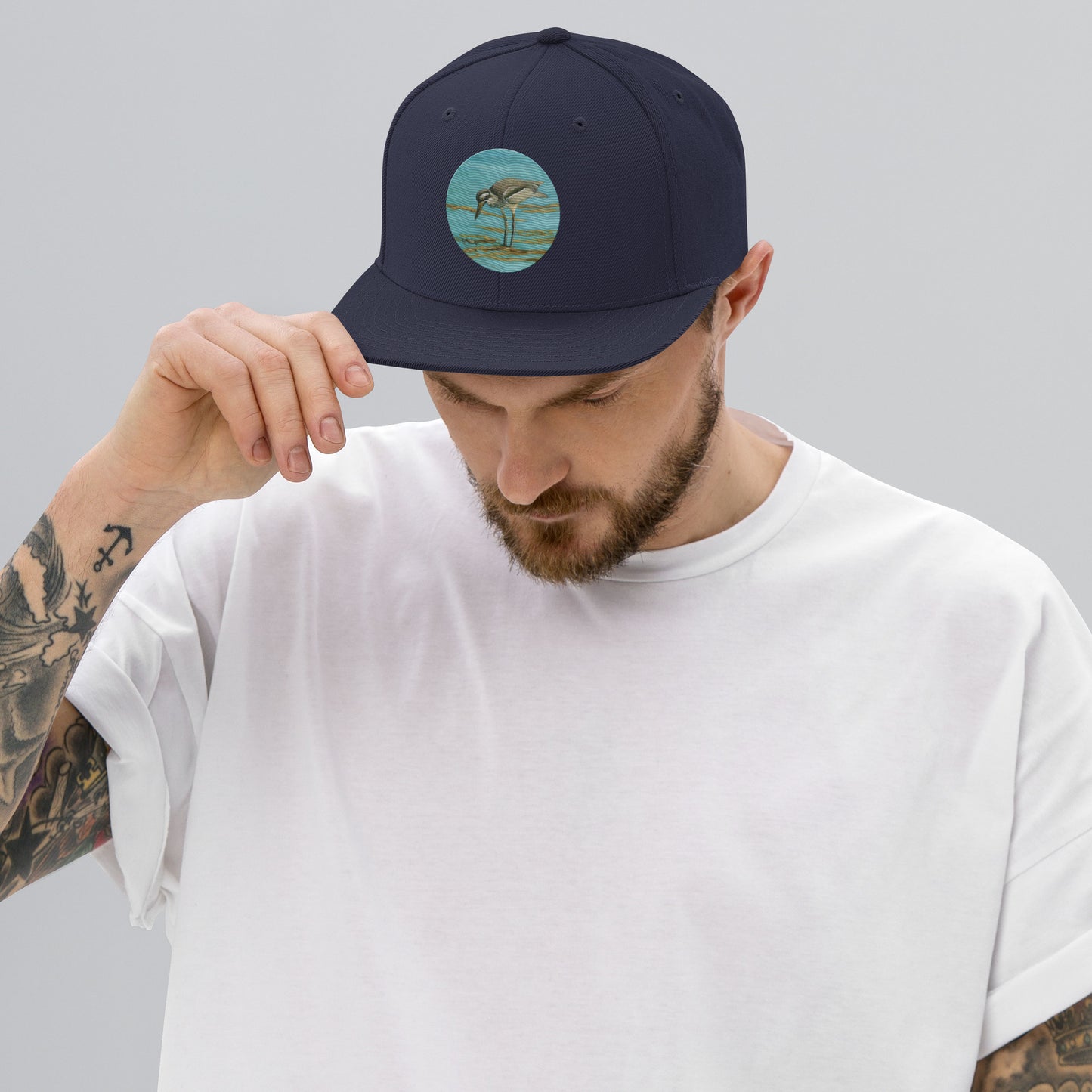 Snapback Hat with Beach Stone Curlew